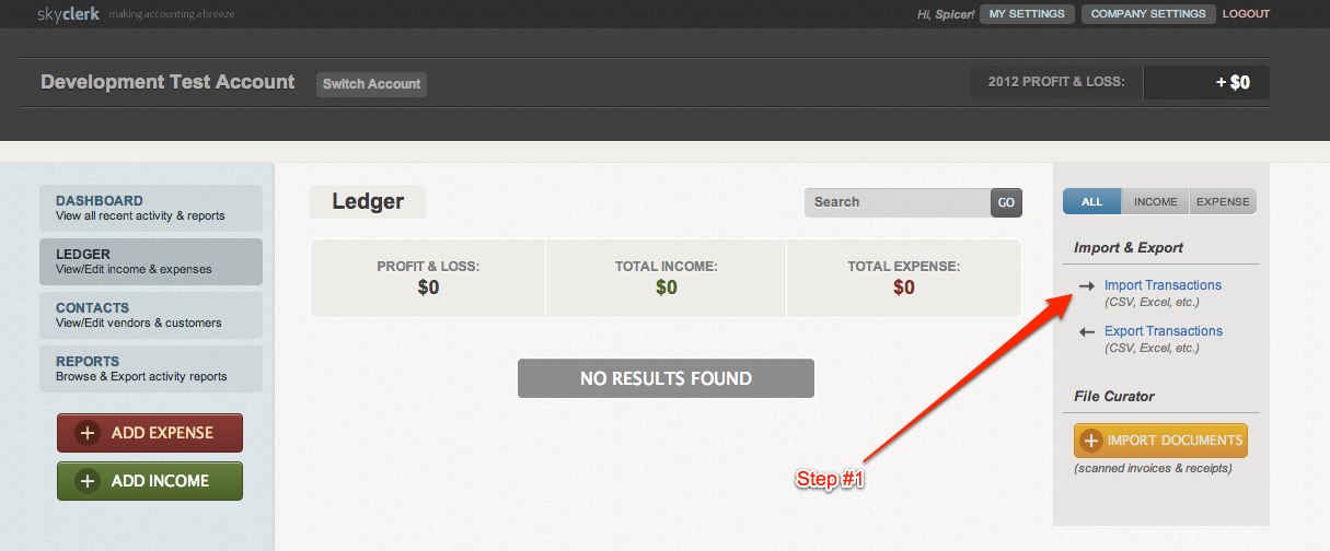 importing transactions step #1