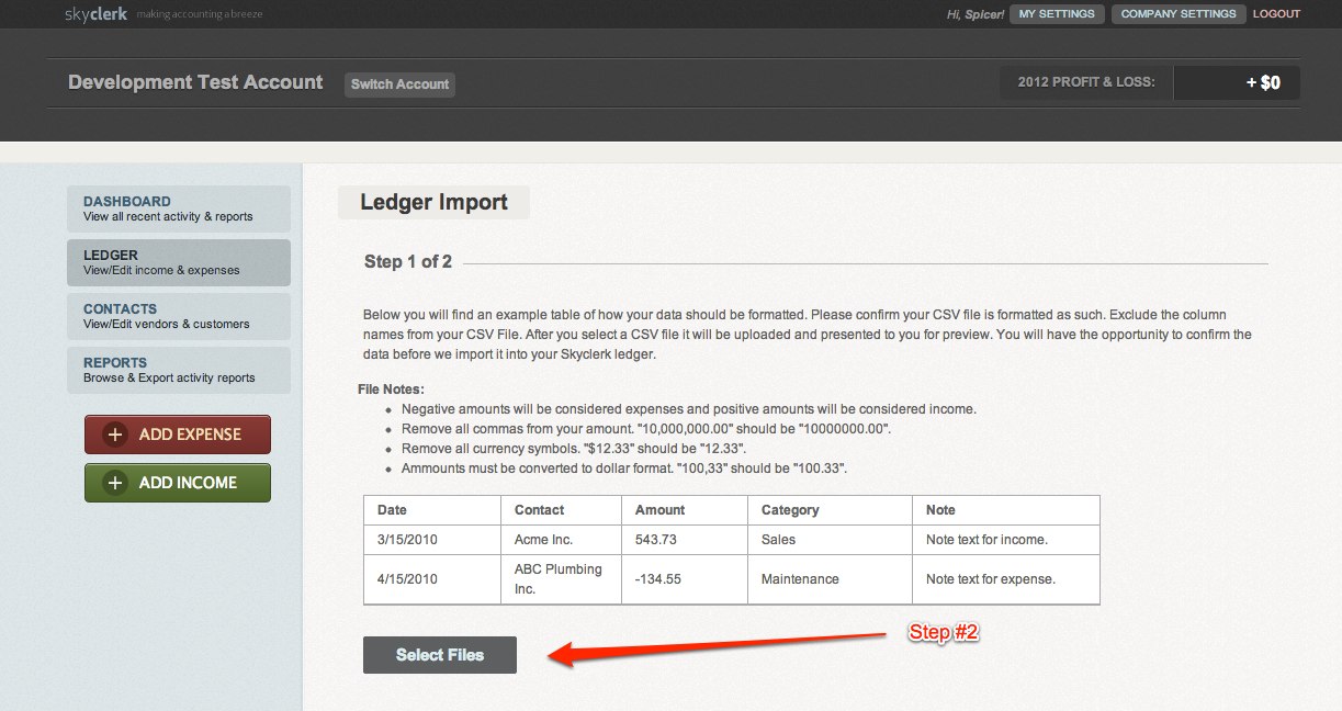 importing transactions step #2